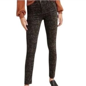 AG The Prima Ankle Cigarette Jeans Velvet Black Paisley Size 26 | NWT
